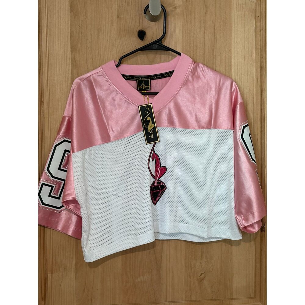 Baby Phat Pink & White Mesh Jersey Top Size S NWT